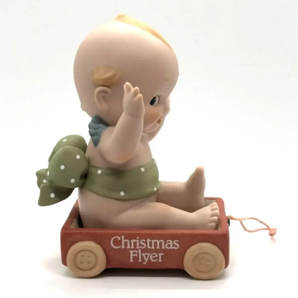 VTG 1993 Enesco, Rose O'Neill Porcelain Kewpie Doll, Match Box Wagon w/Box & Tag